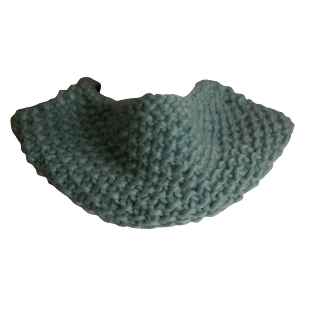 Handknit aqua all wool cowl neck warmer scarf one size